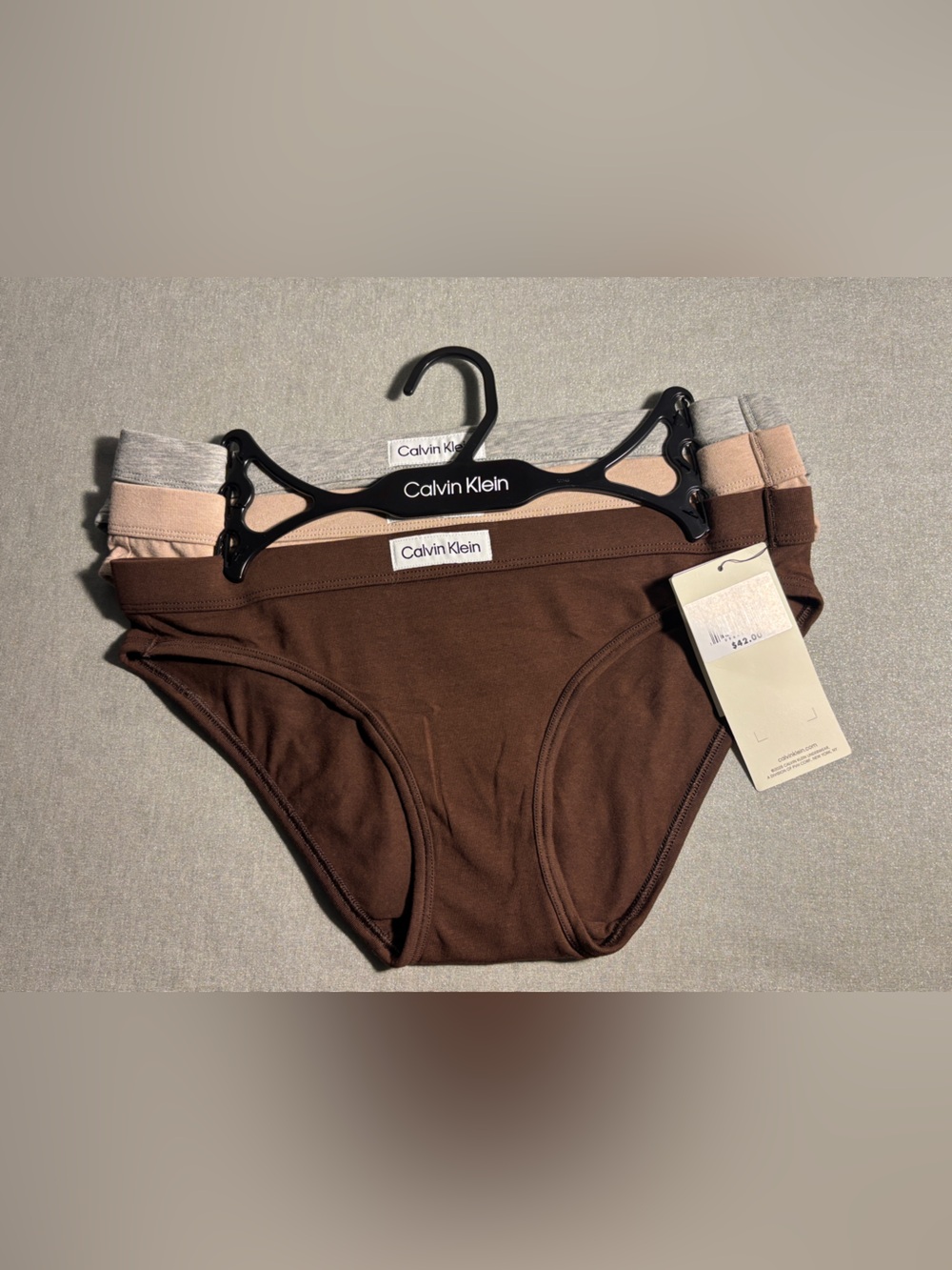NWT Calvin Klein Size S Women’s Cotton Briefs - Brown, tan, gray (3-Pack)